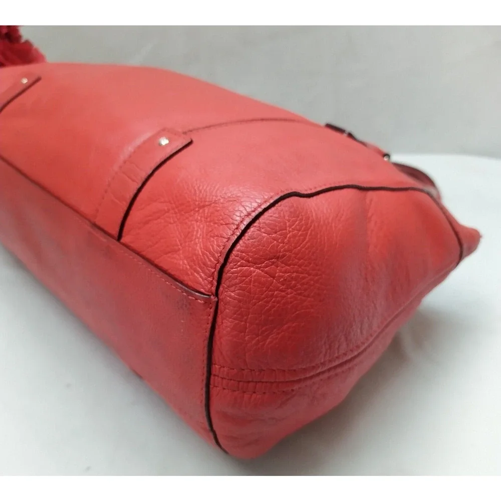 Kate Spade New York Red Pebbled Leather Double Handles Satchel Shoulder Bag